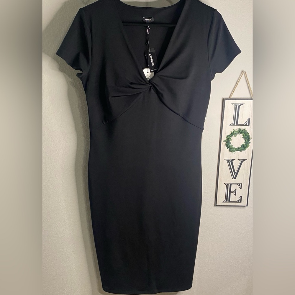 EXPRESS BLACK BODY CONTOUR MINI DRESS